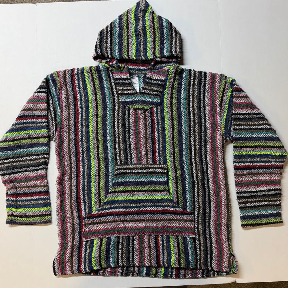 Canyon Creek Rainbow Multicolor‎ Drug Rug Mexican Baja Women’s XL Hoodie